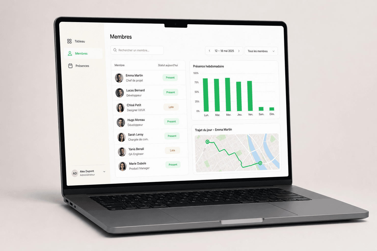 Console SeeMe : présences, membres et rapports